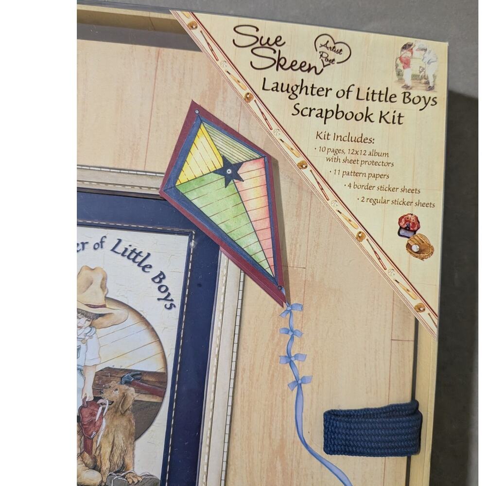 Unused Open Box Sue Skeen "Laughter of Little Boys" 12x12 Scrapbook Kit Album - Picture 3 of 9
